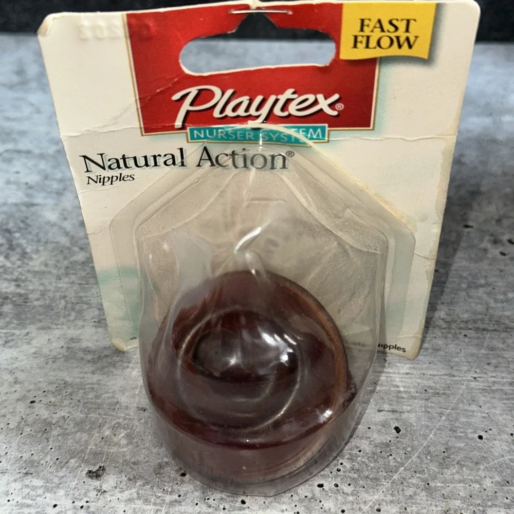 Vintage Playtex Natural Action Flat Top Latex Baby Bottle Nipples Fast Flow  (D)